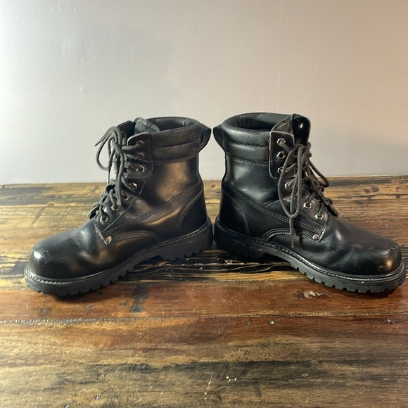 Work Centre steel toe work boots men size 8 black leather - Picture 8 of 17